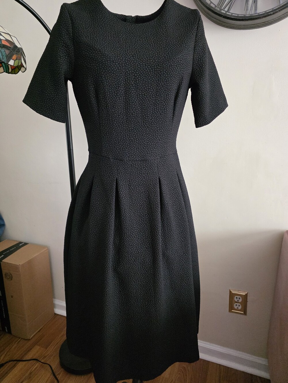Classic Black Short-Sleeve Fit & Flare Dress Size 4